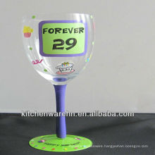 haonai mouth blown products,hand painted wine glass designs